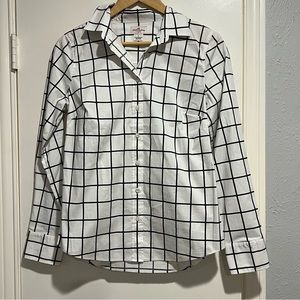 JCrew Haberdashery Black and White Windowpane Dress Shirt